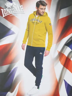 Lonsdale Completo tuta da uomo full zip con cappuccio - giallo