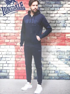 Lonsdale Completo tuta da uomo sportiva con cappuccio e zip