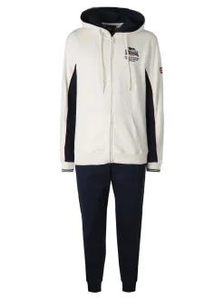 Lonsdale Completo tuta da uomo con cappuccio e zip - panna