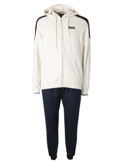 Lonsdale Completo tuta da uomo 2 pezzi con cappuccio e zip - panna