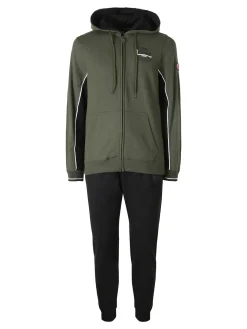 Lonsdale Completo tuta da uomo con cappuccio e zip - oliva
