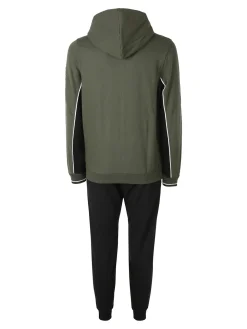 Lonsdale Completo tuta da uomo con cappuccio e zip - oliva