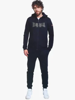 Lonsdale Completo tuta da uomo con cappuccio e zip con stampa logo - blu scuro