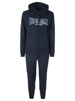 Lonsdale Completo tuta da uomo con cappuccio e zip con stampa logo - blu scuro