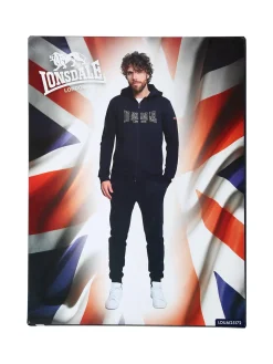 Lonsdale Completo tuta da uomo con cappuccio e zip con stampa logo - nero