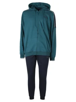 Lonsdale Completo tuta da uomo 2 pezzi con cappuccio e zip - ottanio