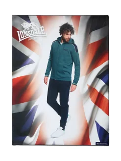 Lonsdale Completo tuta da uomo 2 pezzi con cappuccio e zip - ottanio