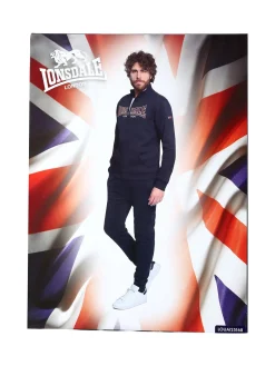 Lonsdale Completo tuta da uomo 2 pezzi con zip intera e stampa logo - grigio scuro