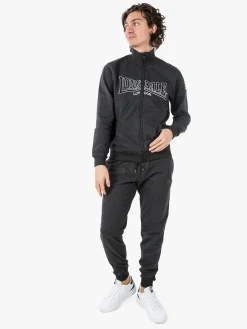 Lonsdale Completo tuta da uomo 2 pezzi con zip intera e stampa logo - grigio scuro