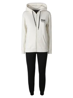 Lonsdale Completo tuta donna 2 pezzi full zip con cappuccio - panna