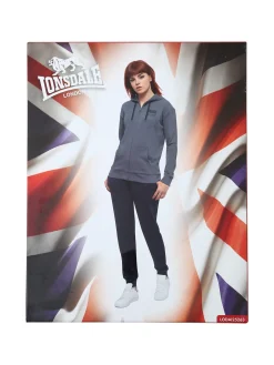 Lonsdale Completo tuta donna 2 pezzi full zip con cappuccio - panna