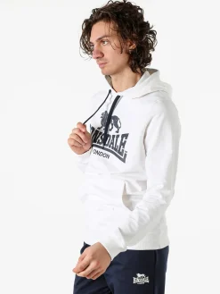 Lonsdale Felpa da uomo con cappuccio e logo - bianco