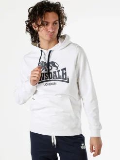 Lonsdale Felpa da uomo con cappuccio e logo - bianco
