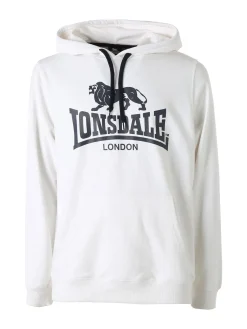 Lonsdale Felpa da uomo con cappuccio e logo - bianco