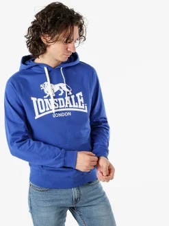 Lonsdale Felpa da uomo con cappuccio e logo - blu scuro