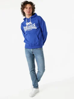 Lonsdale Felpa da uomo con cappuccio e logo - blu scuro