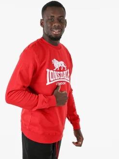 Lonsdale Felpa girocollo da uomo con logo - rosso
