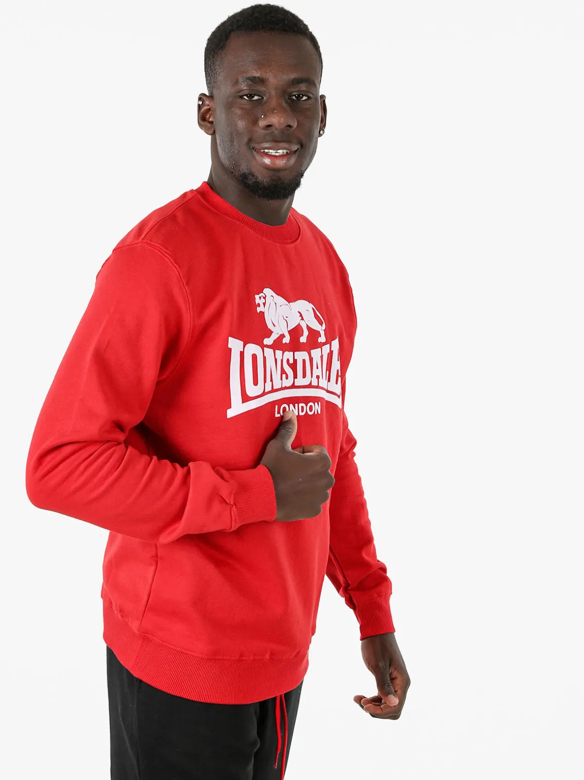 Lonsdale Felpa girocollo da uomo con logo - rosso