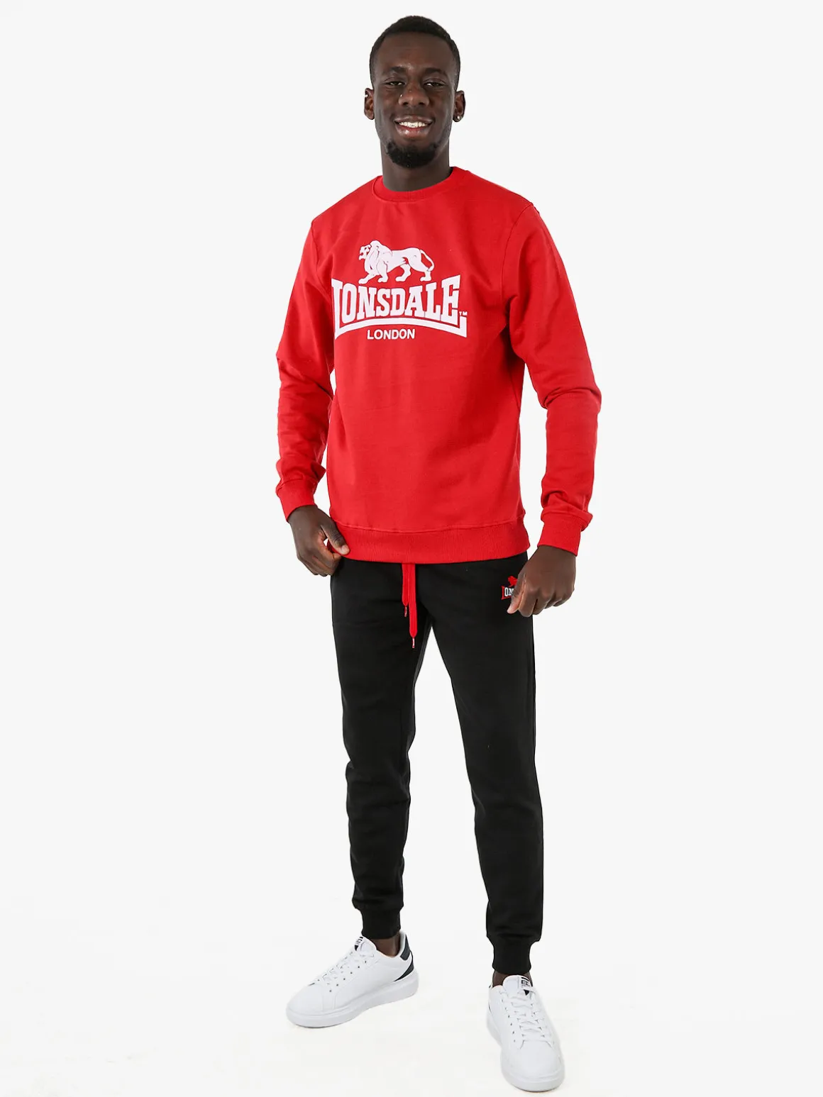 Lonsdale Felpa girocollo da uomo con logo - rosso