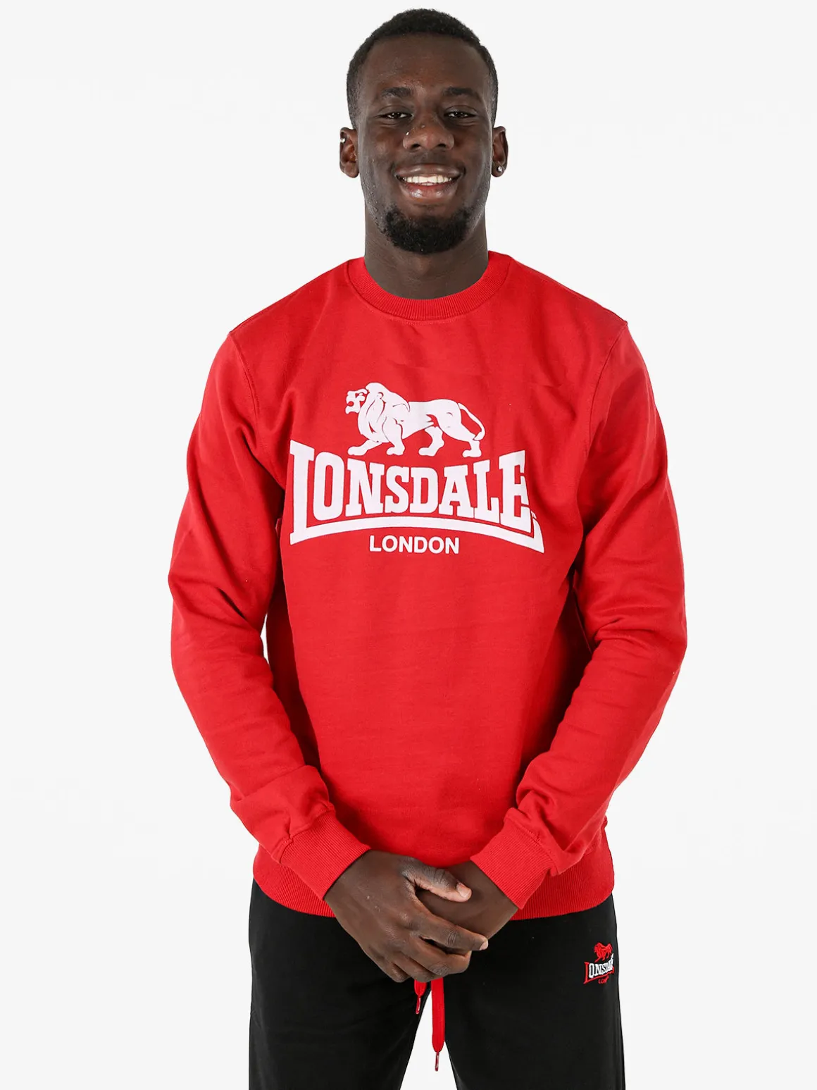 Lonsdale Felpa girocollo da uomo con logo - rosso