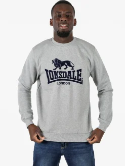 Lonsdale Felpa girocollo da uomo con logo - grigio