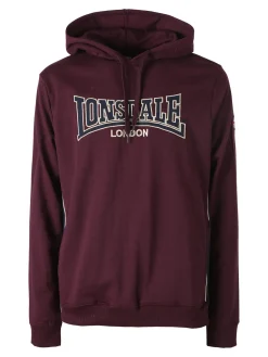 Lonsdale Felpa sportiva da uomo con cappuccio e logo - bordeaux