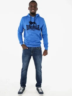 Lonsdale Felpa sportiva da uomo con cappuccio e logo - blu