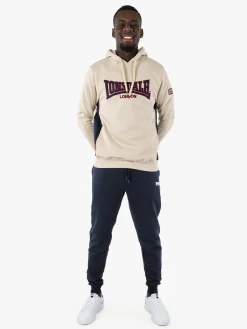 Lonsdale Felpa sportiva da uomo con cappuccio e logo - beige