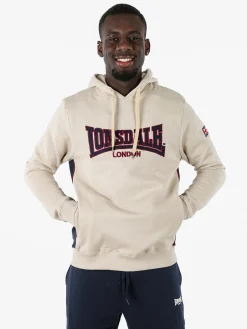 Lonsdale Felpa sportiva da uomo con cappuccio e logo - beige