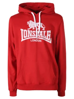 Lonsdale Felpa sportiva da uomo con cappuccio e logo - rosso