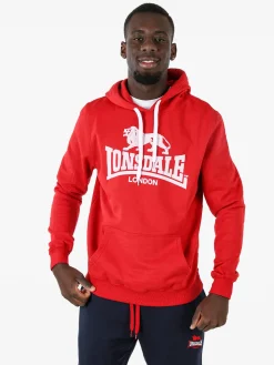 Lonsdale Felpa sportiva da uomo con cappuccio e logo - rosso