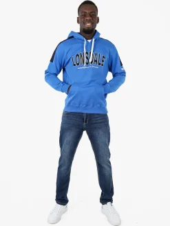 Lonsdale Felpa sportiva da uomo cappuccio e logo - blu