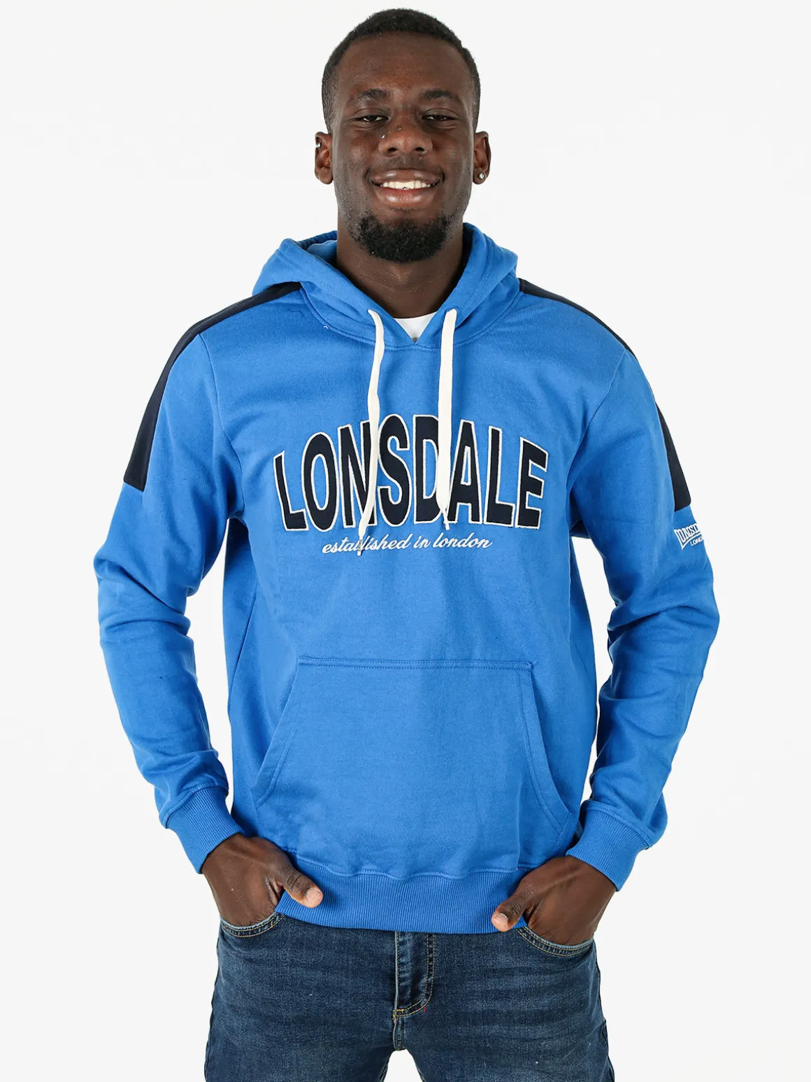 Lonsdale Felpa sportiva da uomo cappuccio e logo - blu