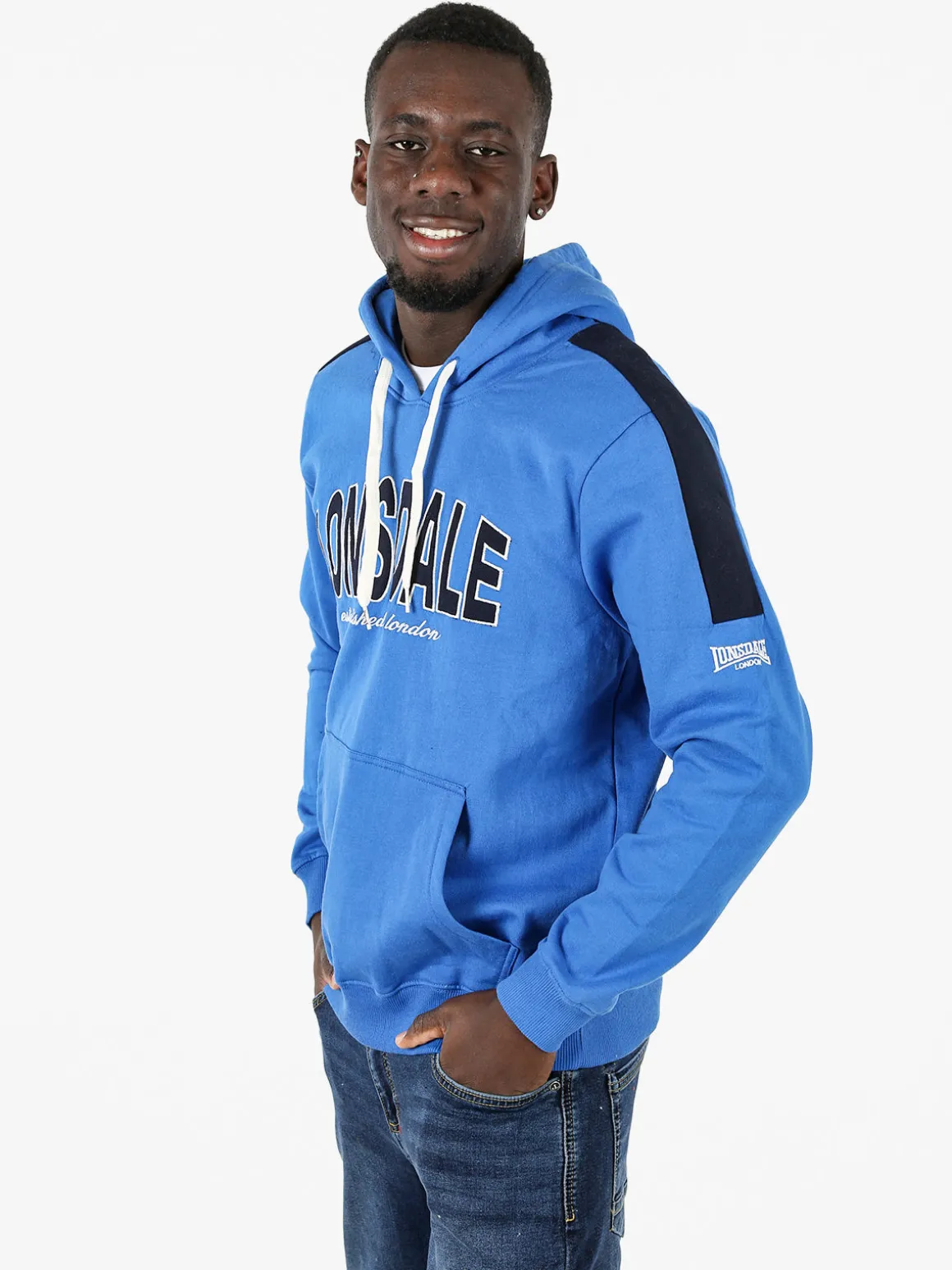 Lonsdale Felpa sportiva da uomo cappuccio e logo - blu