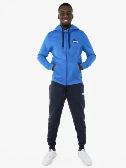 Lonsdale Felpa sportiva da uomo con cappuccio e zip - blu
