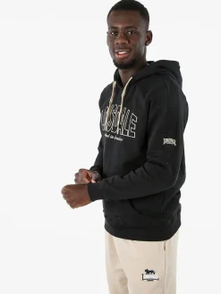 Lonsdale Felpa sportiva da uomo cappuccio e logo - nero