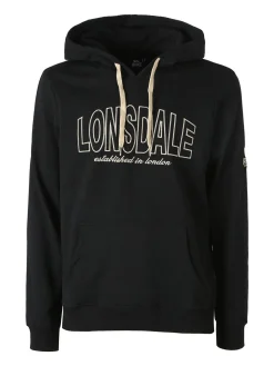 Lonsdale Felpa sportiva da uomo cappuccio e logo - nero