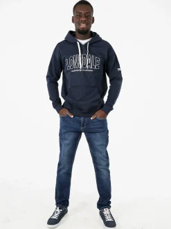 Lonsdale Felpa sportiva da uomo cappuccio e logo - blu scuro