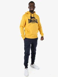 Lonsdale Felpa sportiva da uomo con cappuccio e logo - giallo