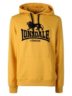 Lonsdale Felpa sportiva da uomo con cappuccio e logo - giallo