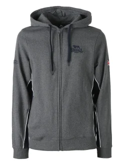 Lonsdale Felpa sportiva da uomo con cappuccio e zip - grigio scuro