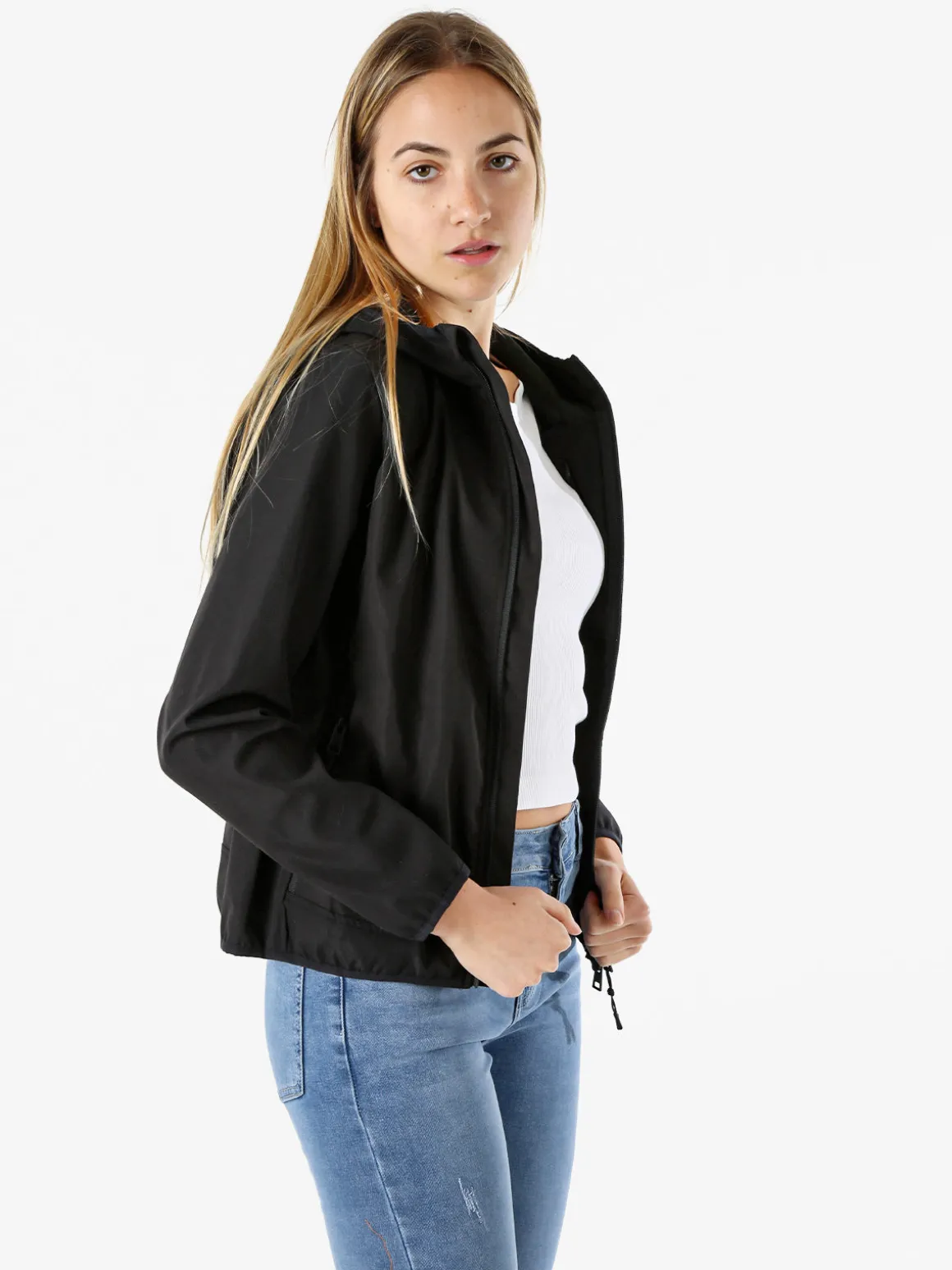 Lonsdale Giacca a vento da donna con cappuccio e zip - nero