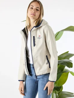 Lonsdale Giacca a vento da donna con cappuccio e zip - cipria