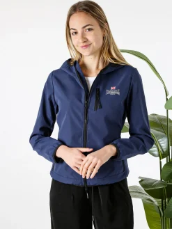 Lonsdale Giacca a vento da donna con cappuccio e zip - blu scuro