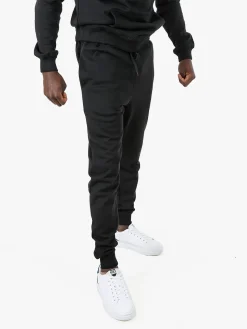 Lonsdale Pantaloni tuta da uomo con coulisse e polsini - nero