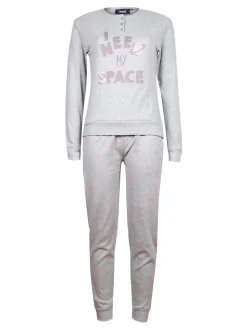 Lonsdale Pigiama da donna lungo in cotone con scritta