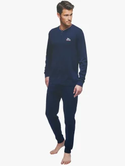 Lonsdale Pigiama da uomo in cotone - blu scuro