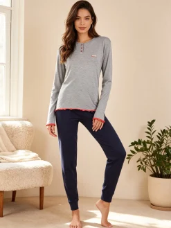 Lonsdale Pigiama lungo da donna in cotone