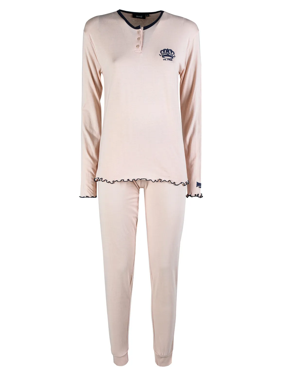 Lonsdale Pigiama lungo da donna in cotone con volant