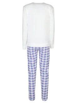 Lonsdale Pigiama lungo da donna in cotone con pantaloni a quadri